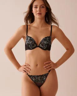 Adjustable Embroidered Mesh String Panty