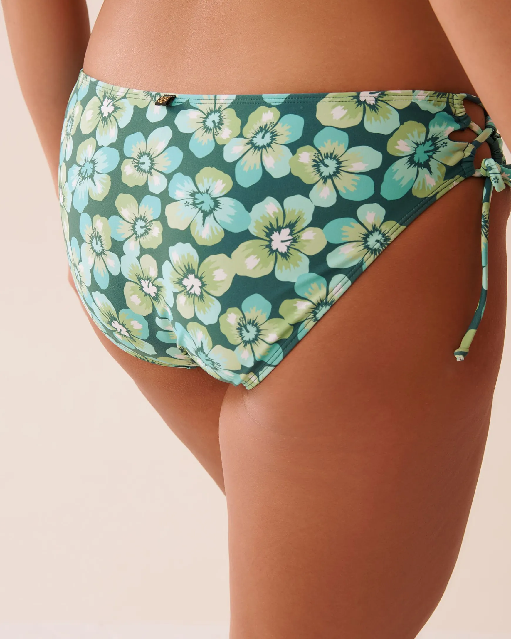 AQUA FLORA Recycled Fibers Cross-Tie Bikini Bottom
