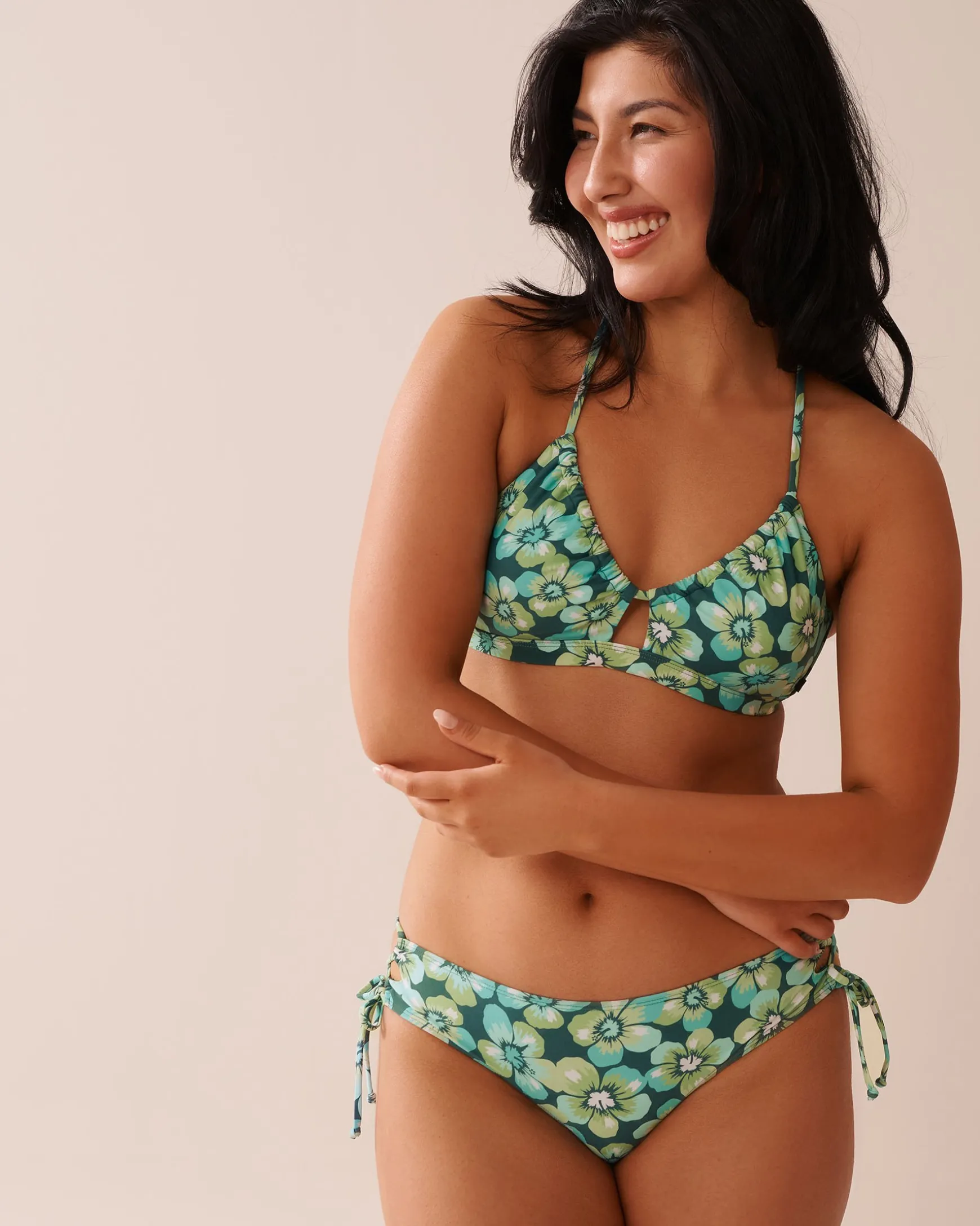 AQUA FLORA Recycled Fibers Cross-Tie Bikini Bottom