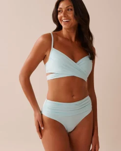 BABY BLUE Recycled Fibers Crossed Push-up Bikini Top