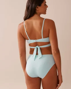 BABY BLUE Recycled Fibers Crossed Push-up Bikini Top