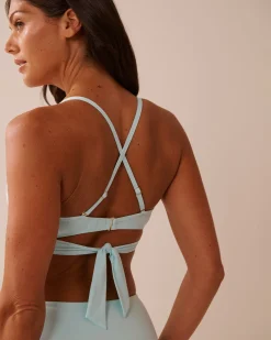 BABY BLUE Recycled Fibers Crossed Push-up Bikini Top