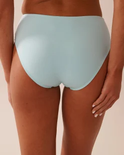 BABY BLUE Recycled Fibers Draped Mid Waist Bikini Bottom