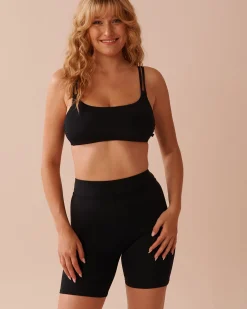 BLACK Double Strap Bralette Bikini Top