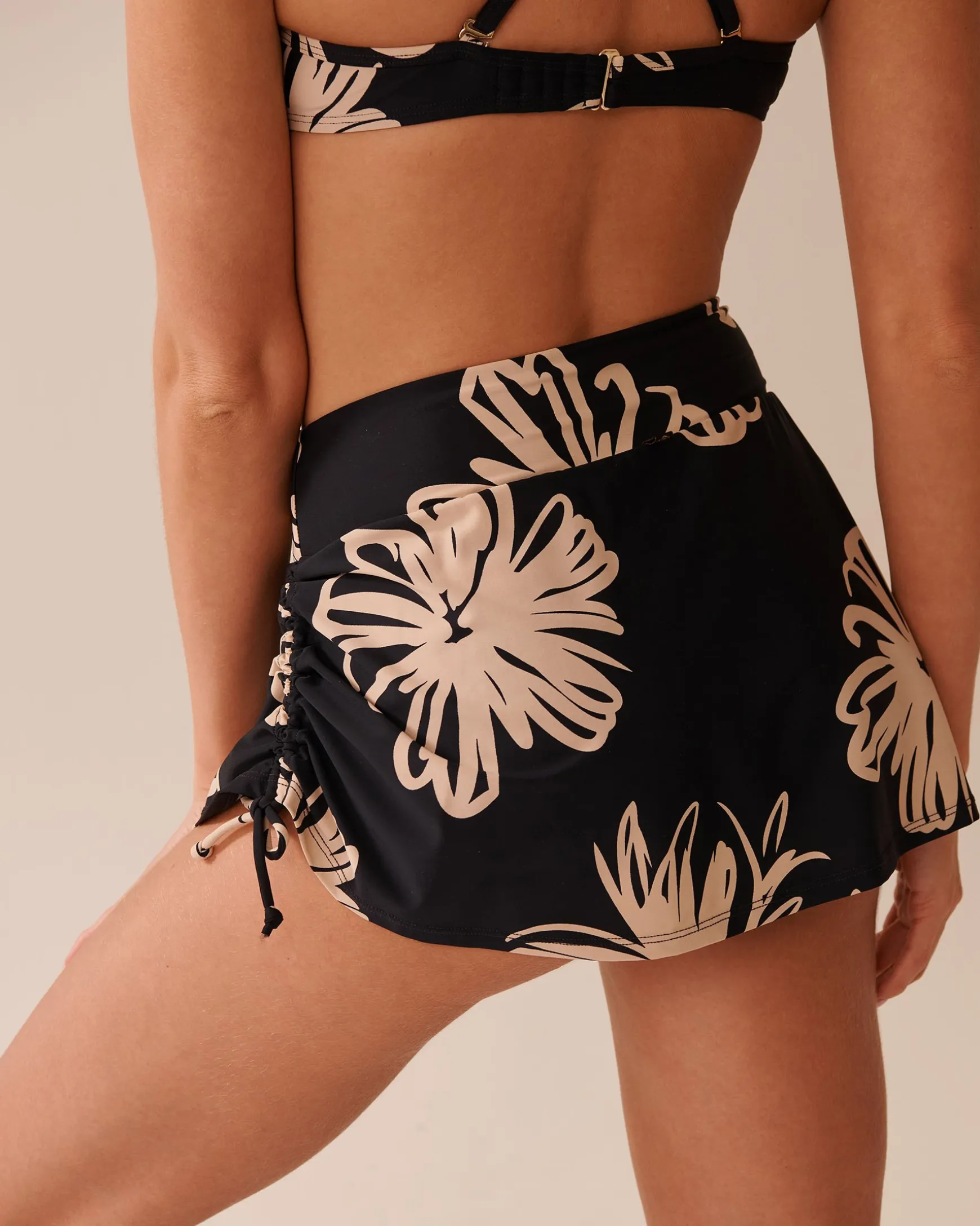 BLACK HIBISCUS High Waist Skirt Bikini Bottom