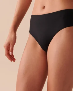 BLACK Mid-rise Cheeky Bikini Bottom