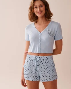 Butterfly Print Soft Jersey Crop T-shirt