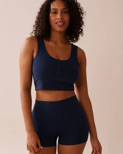 Button Detail Cotton Crop Cami