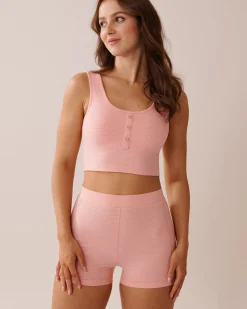 Button Detail Cotton Crop Cami