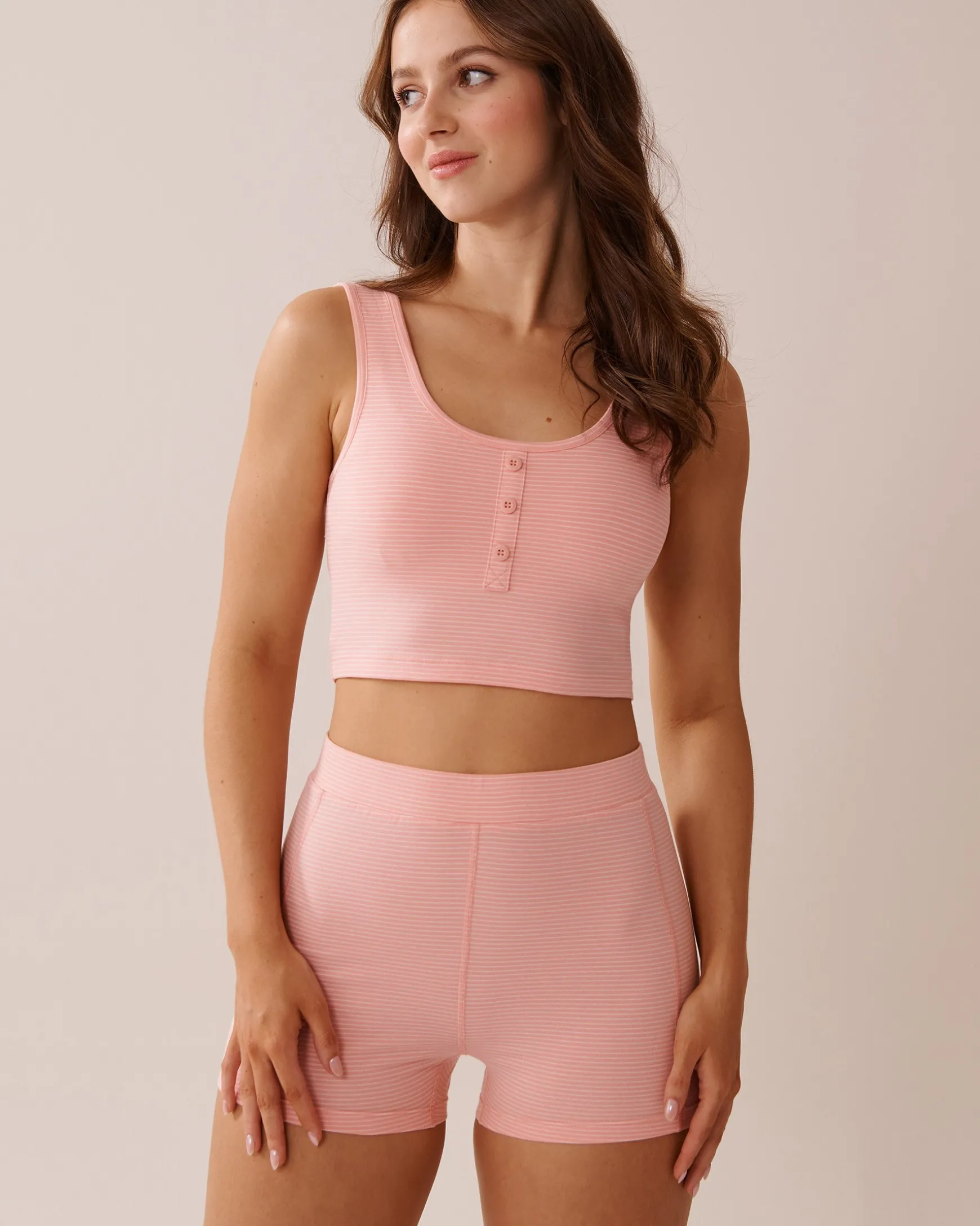 Button Detail Cotton Crop Cami