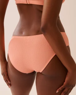 CORAL PINK Ribbed Hipster Bikini Bottom