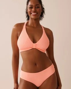 CORAL PINK Ribbed Hipster Bikini Bottom