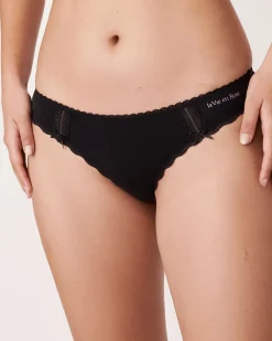 Cotton and Lace Detail Thong Panty