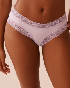 Cotton and Lace Trim Cheeky Panty