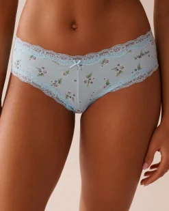Cotton and Lace Trim Cheeky Panty