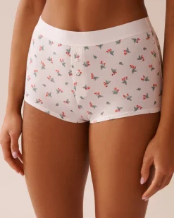 Cotton and Logo Elastic Band High Waist Boyleg Panty