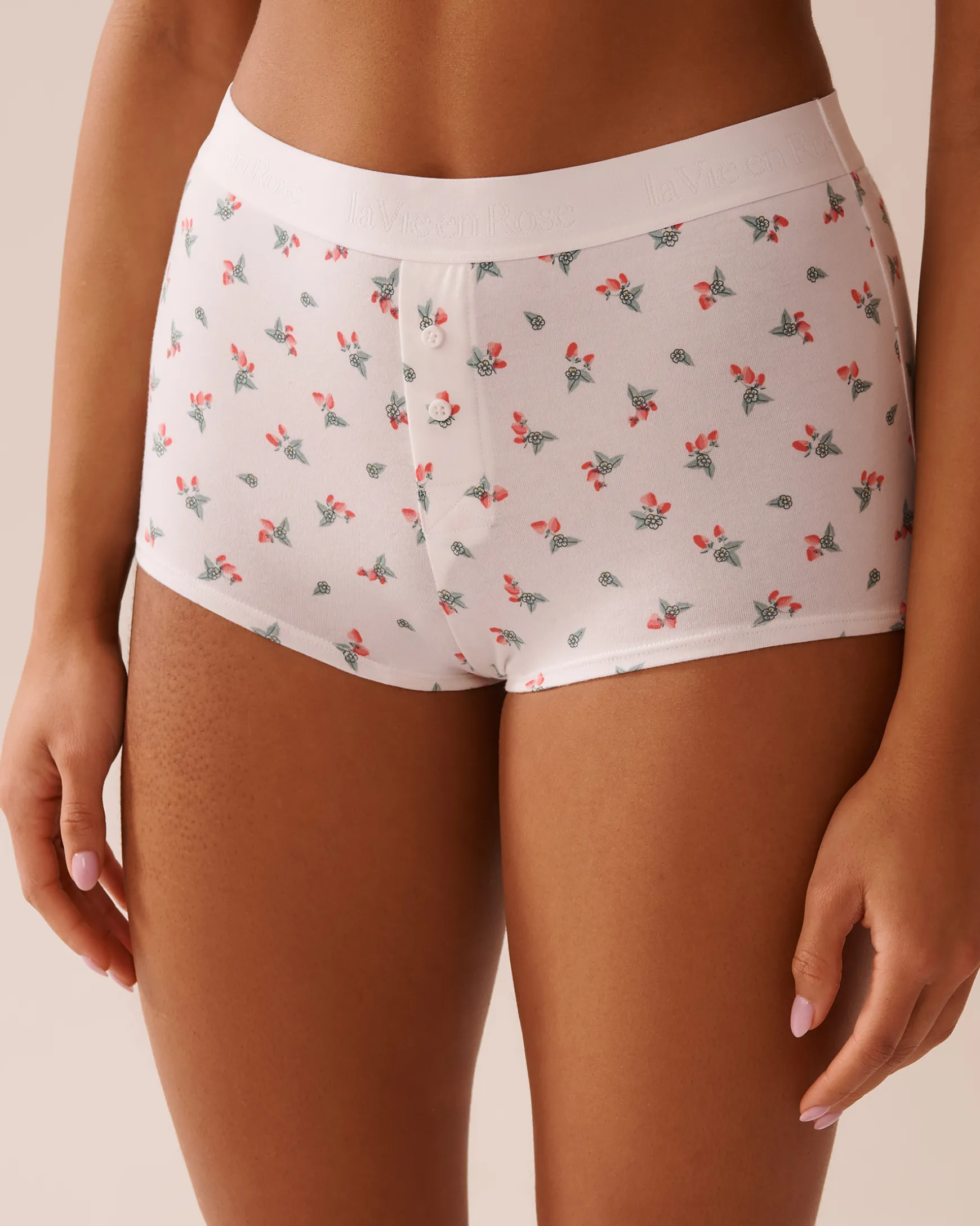 Cotton and Logo Elastic Band High Waist Boyleg Panty