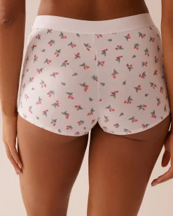 Cotton and Logo Elastic Band High Waist Boyleg Panty