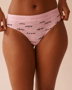 Cotton and Logo Elastic Band Thong Panty