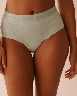 Cotton and Logo Elastic Band High Waist Bikini Panty