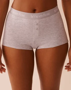 Cotton and Logo Elastic Band High Waist Boyleg Panty