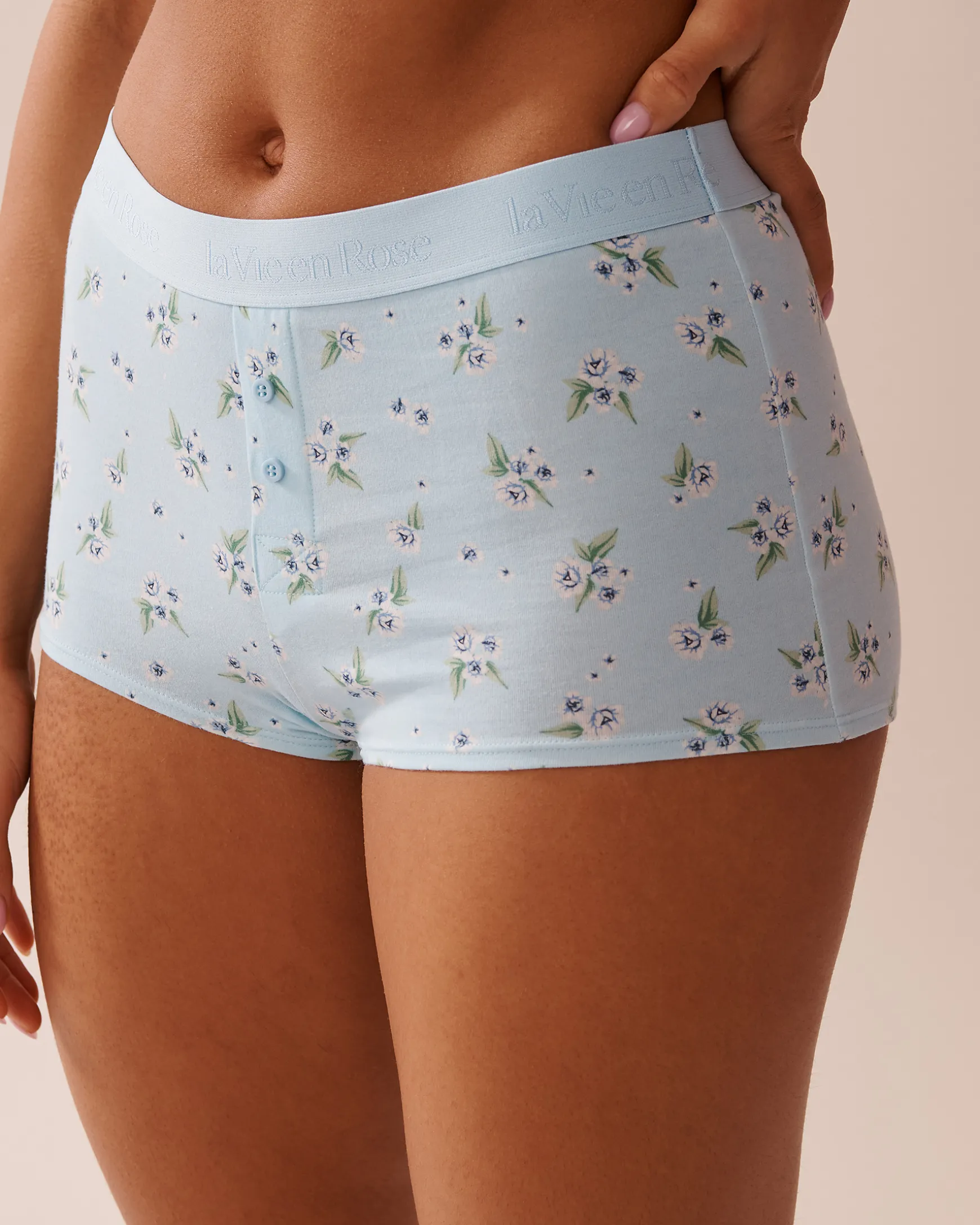 Cotton and Logo Elastic Band High Waist Boyleg Panty