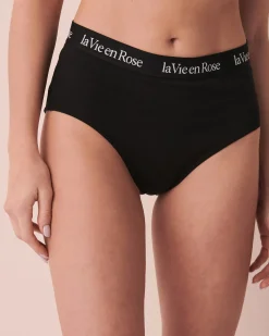 Cotton and Logo Elastic Band High Waist Bikini Panty