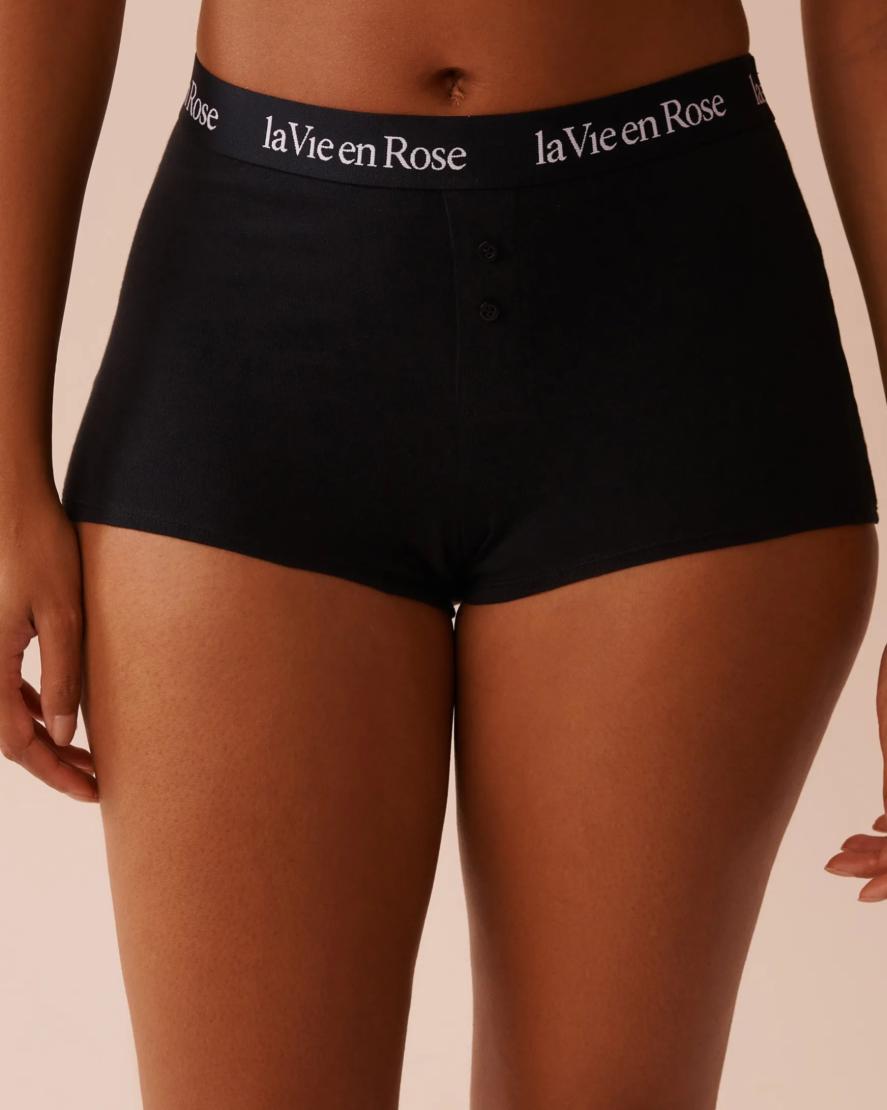 Cotton and Logo Elastic Band High Waist Boyleg Panty