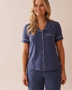 Cotton Short Sleeve Button-down Shirt