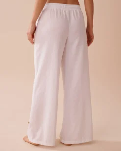 Cotton-Linen Blend Wide Leg Pants