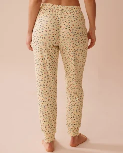Ditsy Floral Print Ribbed Pants