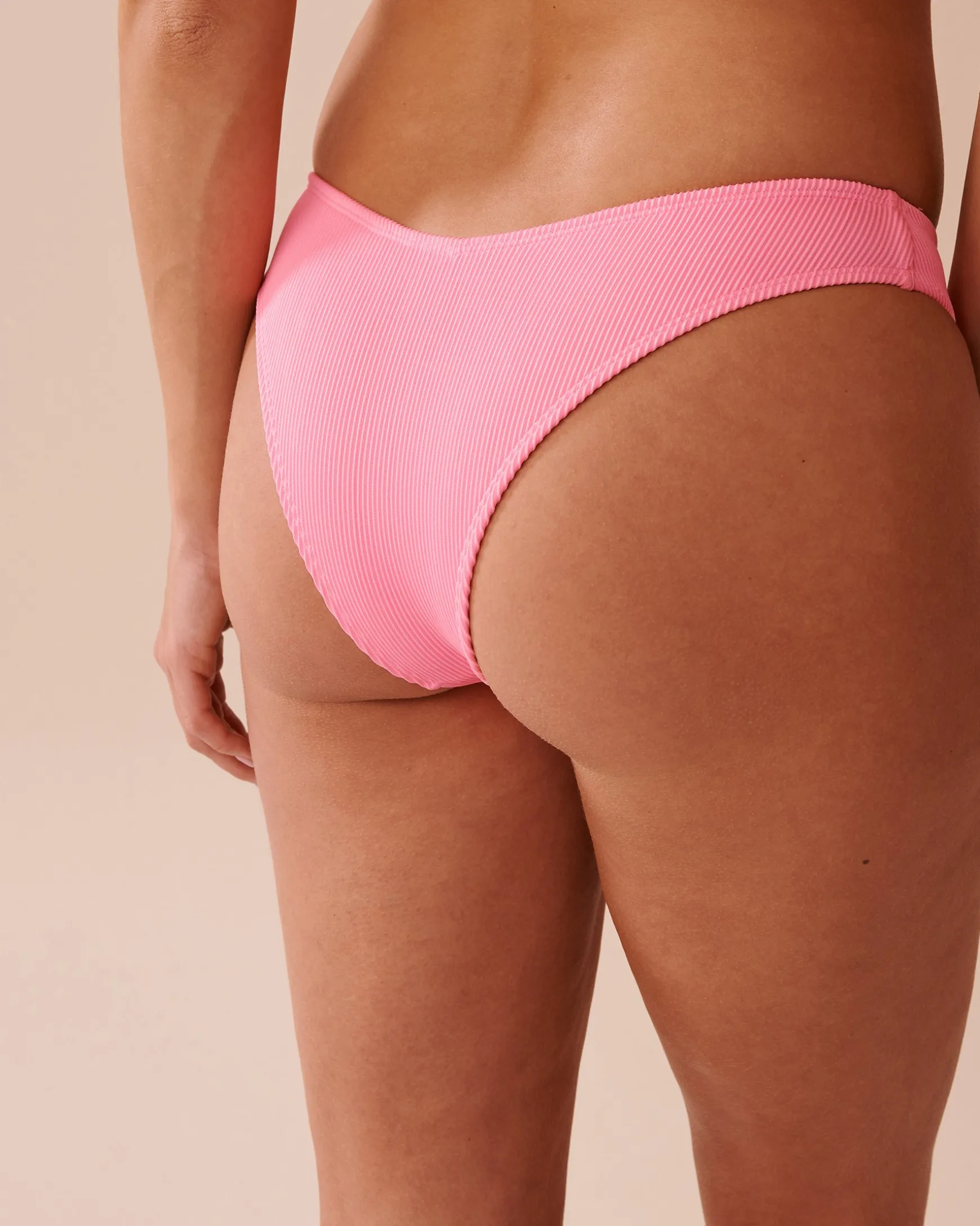 FIZZY PINK Ribbed Thong Bikini Bottom