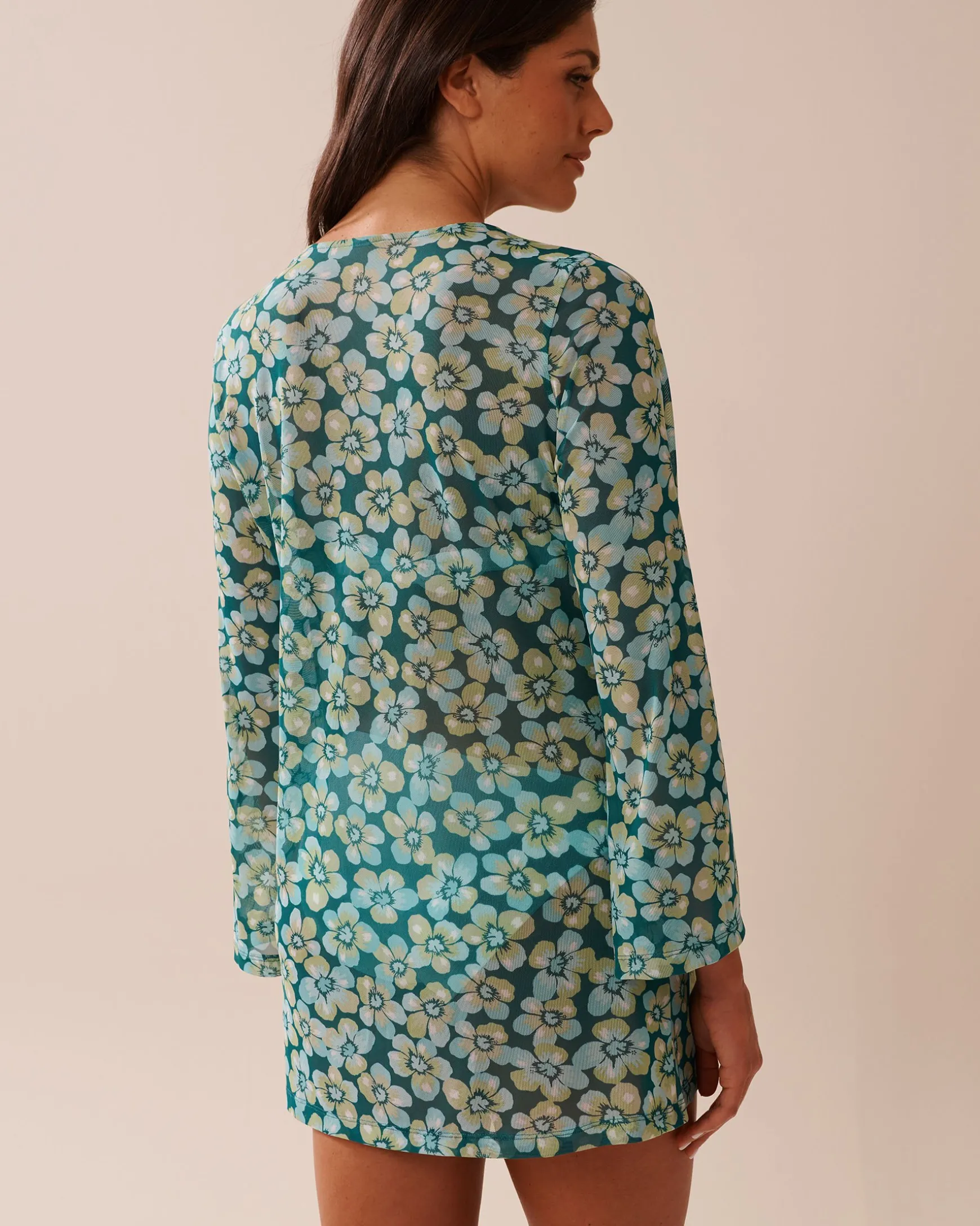 Floral Mesh Long Sleeve Tunic