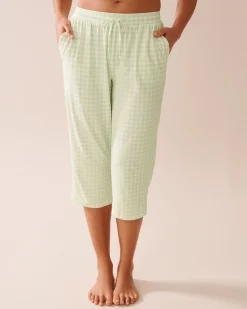 Gingham Print Super Soft Pajama Capris