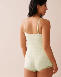Gingham Print Super Soft Sleeveless Romper