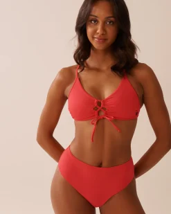 HIBISCUS Crisscross Detail Ribbed Bralette Bikini Top