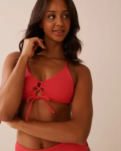 HIBISCUS Crisscross Detail Ribbed Bralette Bikini Top