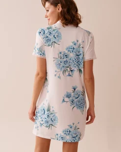 Hydrangea Print Super Soft Button-down Sleepshirt