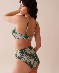 KHAKI PALM D Cup Bralette Bikini Top