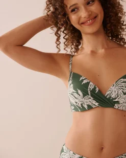 KHAKI PALM Plunge Bikini Top