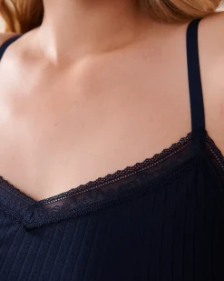 Lace Trim Ribbed Jersey Nightie