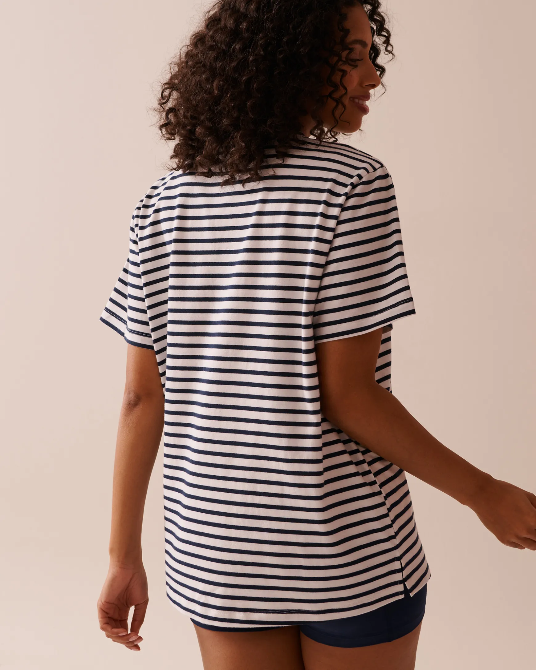 Lemon Print and Stripes Cotton T-shirt
