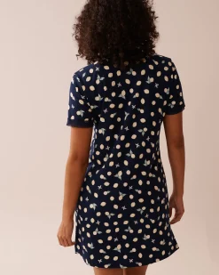 Lemon Print Lace Trim Ribbed Jersey Sleepshirt
