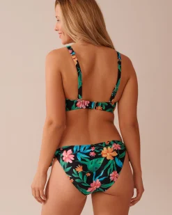 MIDNIGHT TROPICS Pleated D Cup Plunge Bikini Top