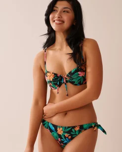 MIDNIGHT TROPICS Plunge Bikini Top