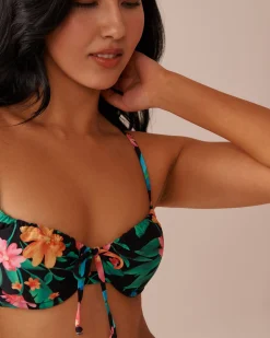 MIDNIGHT TROPICS Plunge Bikini Top