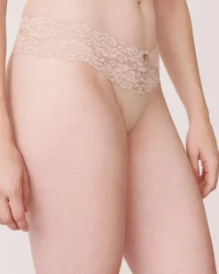 5-Pack Microfiber and Wide Lace Band Thong Panty