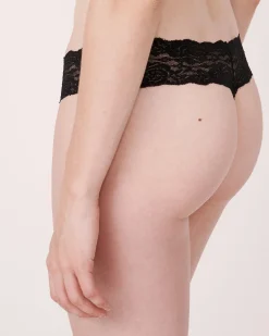 5-Pack Microfiber and Wide Lace Band Thong Panty