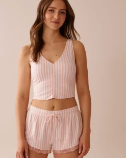 Pink Stripe Super Soft Crop Cami