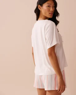 Rabbit & Strawberry Print Super Soft Loose Fit T-shirt